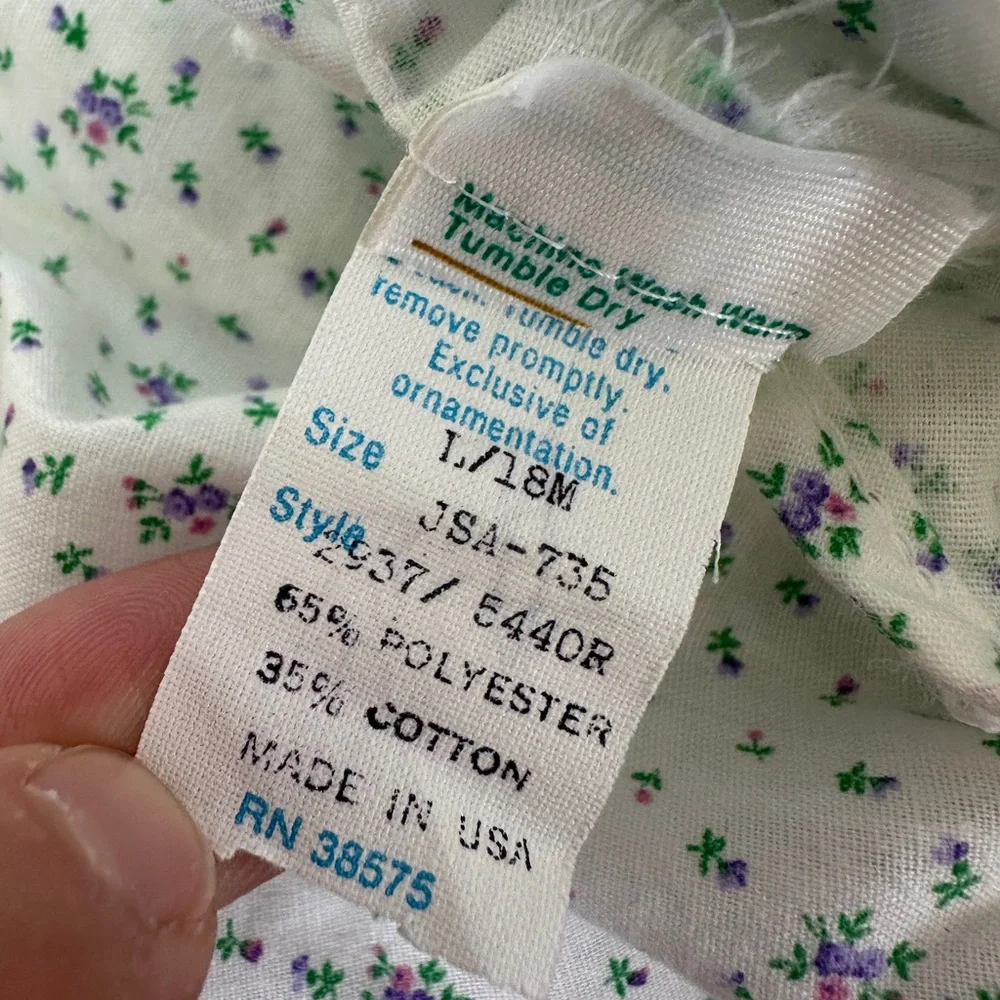 VTG Dress‎ Bloomer White Purple Flowers 18M 2pc set Side Button Unique Lace USA